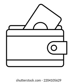 Cash in walle Black outline Vector Icon

