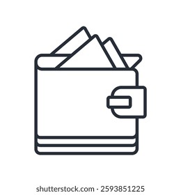 cash and wallet icon. vector.Editable stroke.linear style sign for use web design,logo.Symbol illustration.