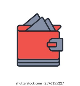 cash and wallet icon. vector.Editable stroke.linear style sign for use web design,logo.Symbol illustration.