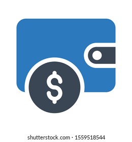 cash wallet vector glyph colour icon 