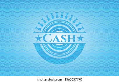 Cash water wave style emblem. Vector Illustration. Detailed.
