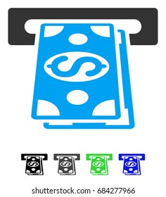 Cash Withdraw flat vector icon. Cash Withdraw icon with gray, black, blue, green color versions.