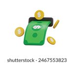 cash withdraw icon with golden coin icon 3d rendering vector illustration