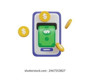 cash withdraw icon with golden coin icon 3d rendering vector illustration