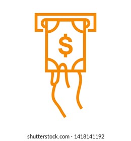 Cash Withdraw icon. Vector illustration style white background. Designed for web and software interfaces. - Vector