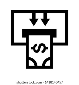 Cash Withdraw icon. Vector illustration style white background. Designed for web and software interfaces. - Vector