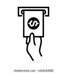 Cash Withdraw icon. Vector illustration style white background. Designed for web and software interfaces. - Vector