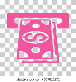 Cash Withdraw icon. Vector illustration style is flat iconic symbol, pink color, transparent background. Designed for web and software interfaces.