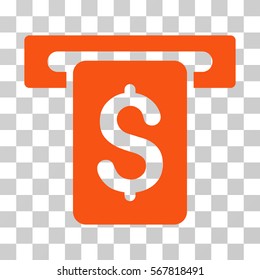 Cash Withdraw icon. Vector illustration style is flat iconic symbol, orange color, transparent background. Designed for web and software interfaces.