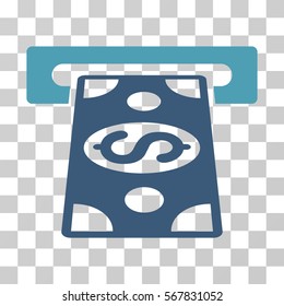 Cash Withdraw icon. Vector illustration style is flat iconic bicolor symbol, cyan and blue colors, transparent background. Designed for web and software interfaces.