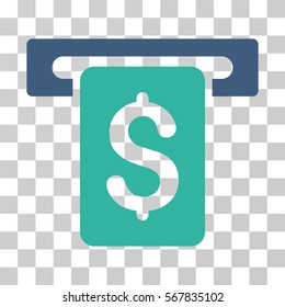 Cash Withdraw icon. Vector illustration style is flat iconic bicolor symbol, cobalt and cyan colors, transparent background. Designed for web and software interfaces.
