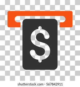 Cash Withdraw icon. Vector illustration style is flat iconic bicolor symbol, orange and gray colors, transparent background. Designed for web and software interfaces.