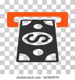 Cash Withdraw icon. Vector illustration style is flat iconic bicolor symbol, orange and gray colors, transparent background. Designed for web and software interfaces.