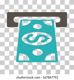 Cash Withdraw icon. Vector illustration style is flat iconic bicolor symbol, grey and cyan colors, transparent background. Designed for web and software interfaces.