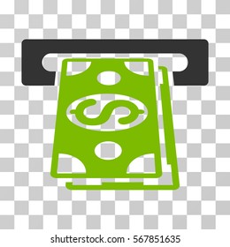 Cash Withdraw icon. Vector illustration style is flat iconic bicolor symbol, eco green and gray colors, transparent background. Designed for web and software interfaces.