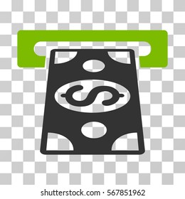 Cash Withdraw icon. Vector illustration style is flat iconic bicolor symbol, eco green and gray colors, transparent background. Designed for web and software interfaces.