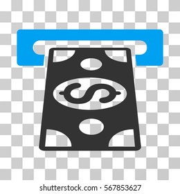 Cash Withdraw icon. Vector illustration style is flat iconic bicolor symbol, blue and gray colors, transparent background. Designed for web and software interfaces.