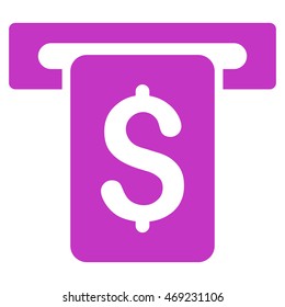 Cash Withdraw icon. Vector style is flat iconic symbol with rounded angles, violet color, white background.