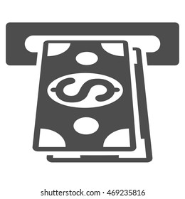 Cash Withdraw icon. Vector style is flat iconic symbol with rounded angles, gray color, white background.