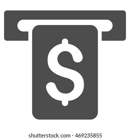 Cash Withdraw icon. Vector style is flat iconic symbol with rounded angles, gray color, white background.