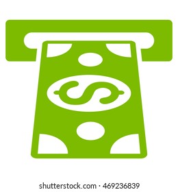 Cash Withdraw icon. Vector style is flat iconic symbol with rounded angles, eco green color, white background.