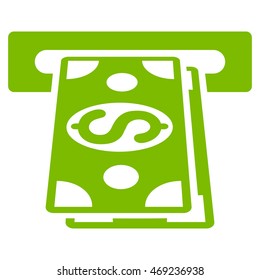 Cash Withdraw icon. Vector style is flat iconic symbol with rounded angles, eco green color, white background.