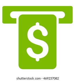 Cash Withdraw icon. Vector style is flat iconic symbol with rounded angles, eco green color, white background.