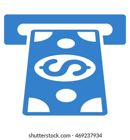 Cash Withdraw icon. Vector style is flat iconic symbol with rounded angles, cobalt color, white background.