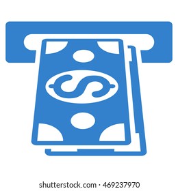Cash Withdraw icon. Vector style is flat iconic symbol with rounded angles, cobalt color, white background.
