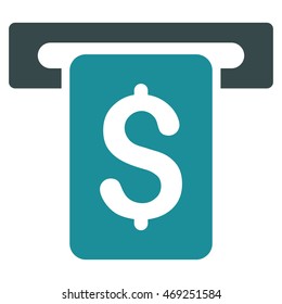 Cash Withdraw icon. Vector style is bicolor flat iconic symbol with rounded angles, soft blue colors, white background.