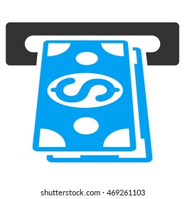 Cash Withdraw icon. Vector style is bicolor flat iconic symbol with rounded angles, blue and gray colors, white background.