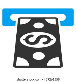 Cash Withdraw icon. Vector style is bicolor flat iconic symbol with rounded angles, blue and gray colors, white background.
