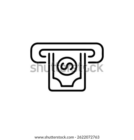 Cash withdraw line icon vector on white background. money transfer line icon vector