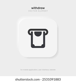 Cash withdraw thin line icon on the white background. Money, pay, payment, cash operations, currency, exchange, savings, bank cards, currency, banking icons