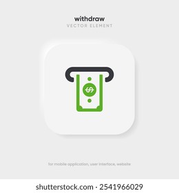 Cash withdraw thin line icon on the white background. Money, pay, payment, cash operations, currency, exchange, savings, bank cards, currency, banking icons