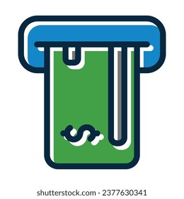 Cash Withdraw Vector Thick Line Filled Dark Colors Icons For Personal And Commercial Use.
