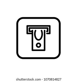 Cash withdrawal from atm line vector icon.