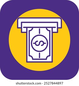 Cash Withdrawal Filled Curve Vector Icon Design
