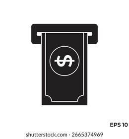Vector de icono plano de retiro de efectivo