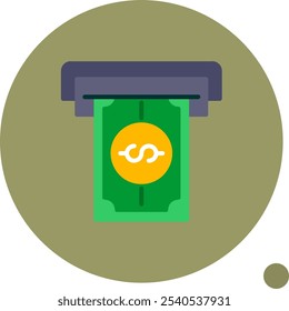 Cash Withdrawal Flat Shadow Vector Icon Design