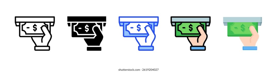 Cash Withdrawal Icon Collection With Multiple Styles