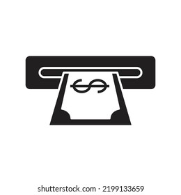 Cash Withdrawal Icon Design. Withdrawal Of Money Symbol. Isolated On White Background. Vector Illustration