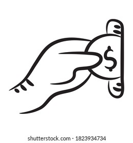 Cash withdrawal icon in editable doodle design