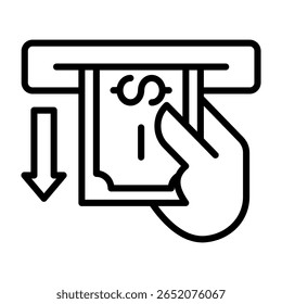 Vektorgrafik mit Symbolzeile für die Barauszahlung