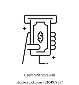 Cash Withdrawal Icon. Outline Style Icon Design Isolated On White Background