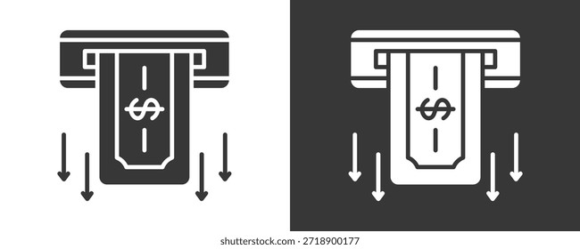 Conjunto De Iconos De Retiro De Efectivo Colección De Vector Aislada En Blanco Y Negro