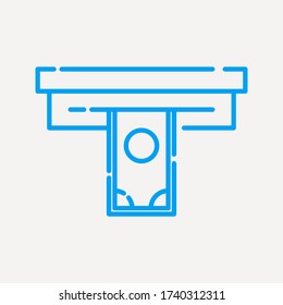 icono de retirada de efectivo. símbolo que emite o recibe dinero de un cajero automático. icono financiero. ilustración vectorial