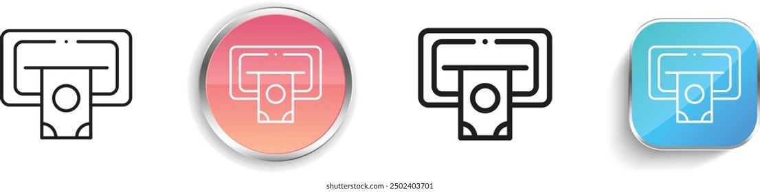 cash withdrawal icon. Thin Linear, Regular and Button Style Design Isolated On White Background