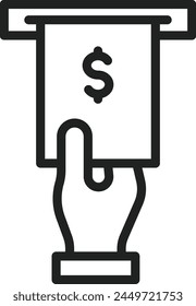 Icono de Retiro de efectivo Imagen de Vector. Adecuado para aplicaciones móviles de Web y medios de impresión.