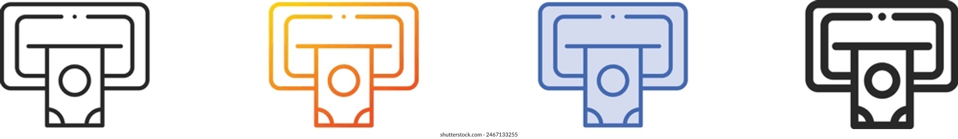 cash withdrawal icon.Thin Linear, Gradient, Blue Stroke and bold Style Design Isolated On White Background
